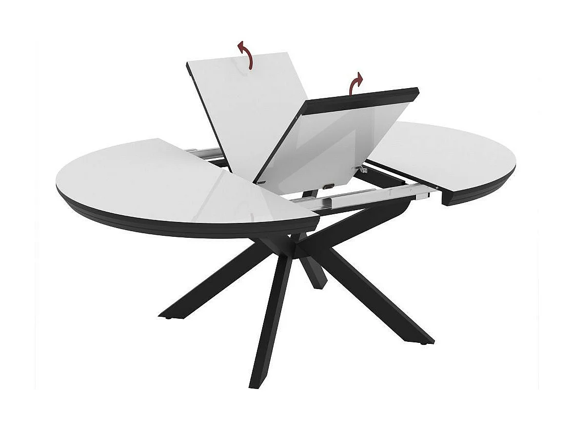 Tavolo rotondo allungabile Meli bianco lucido con gambe nere 138x138x76H