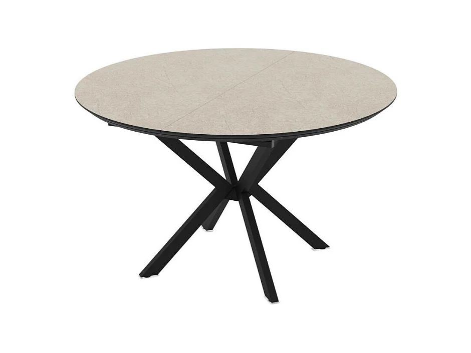 Tavolo rotondo allungabile Dobok piano cashmere 126x126x76H con gambe nere