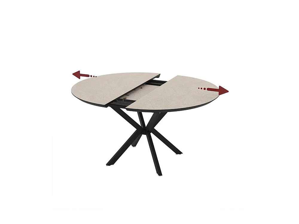 Tavolo rotondo allungabile Dobok piano cashmere 126x126x76H con gambe nere