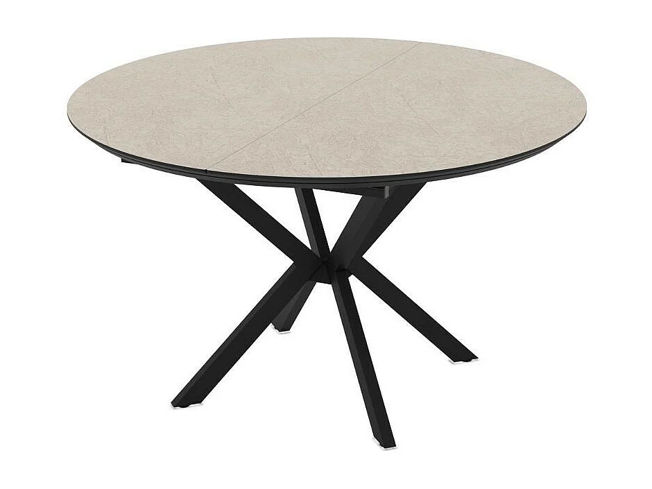 Tavolo rotondo allungabile Dobok piano cashmere 126x126x76H con gambe nere