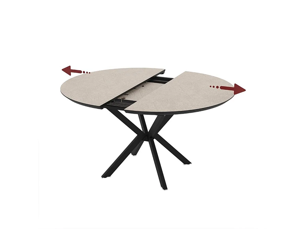 Tavolo rotondo allungabile Dobok piano cashmere 126x126x76H con gambe nere