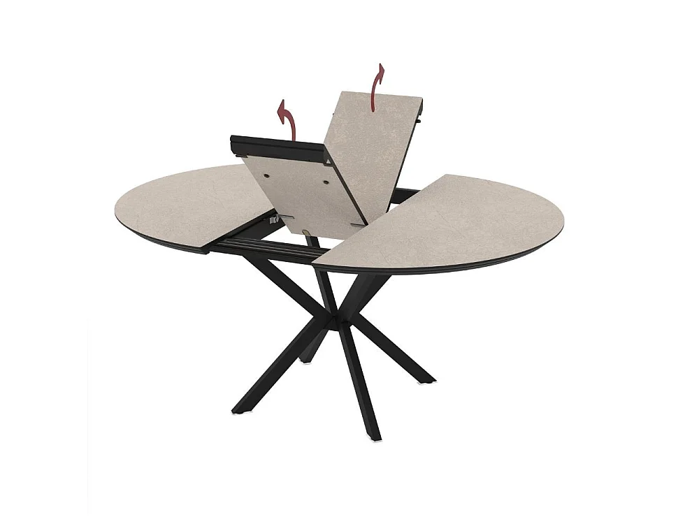 Tavolo rotondo allungabile Dobok piano cashmere 126x126x76H con gambe nere