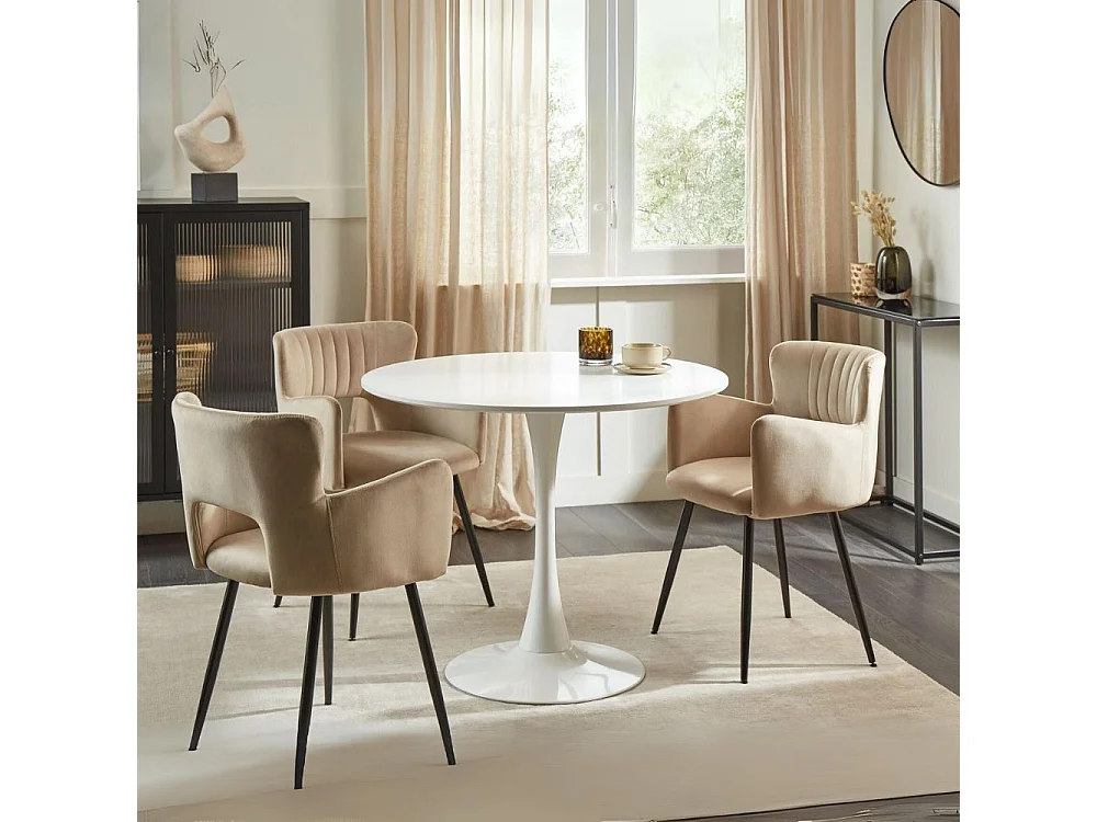 Tavolo rotondo bianco opaco Derek 90x90x73H