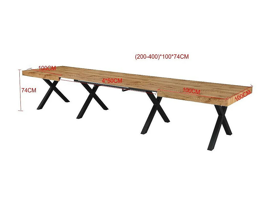 Tavolo allungabile Dava con piano bianco opaco e gambe in metallo nero 200x100x74H