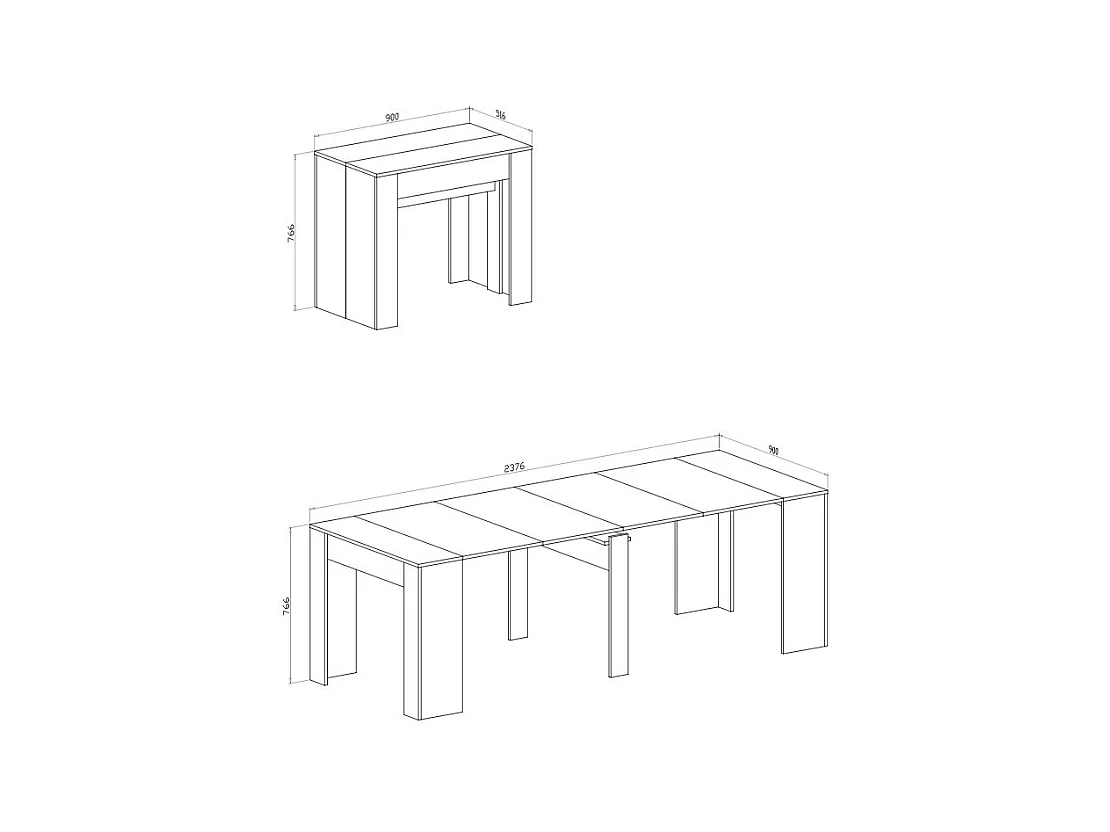 Consolle allungabile Luka 90x51,6x76,6H cm colore ossido