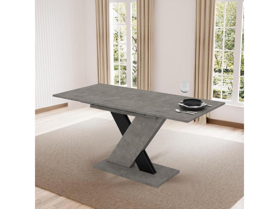 Tavolo allungabile Axi 120x75x76H colore cemento con dettaglio nero