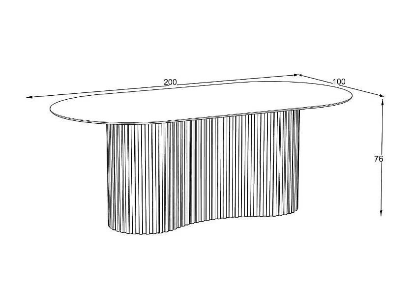 Tavolo ovale fisso Oscar piano effetto marmo ardesia opaco e base in legno cannettata 200x100x76H
