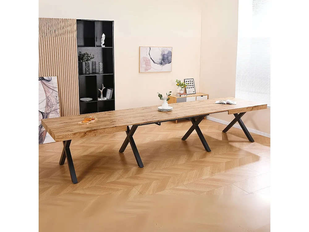 Tavolo allungabile Dava con piano rovere e gambe in metallo nero 200x100x74H