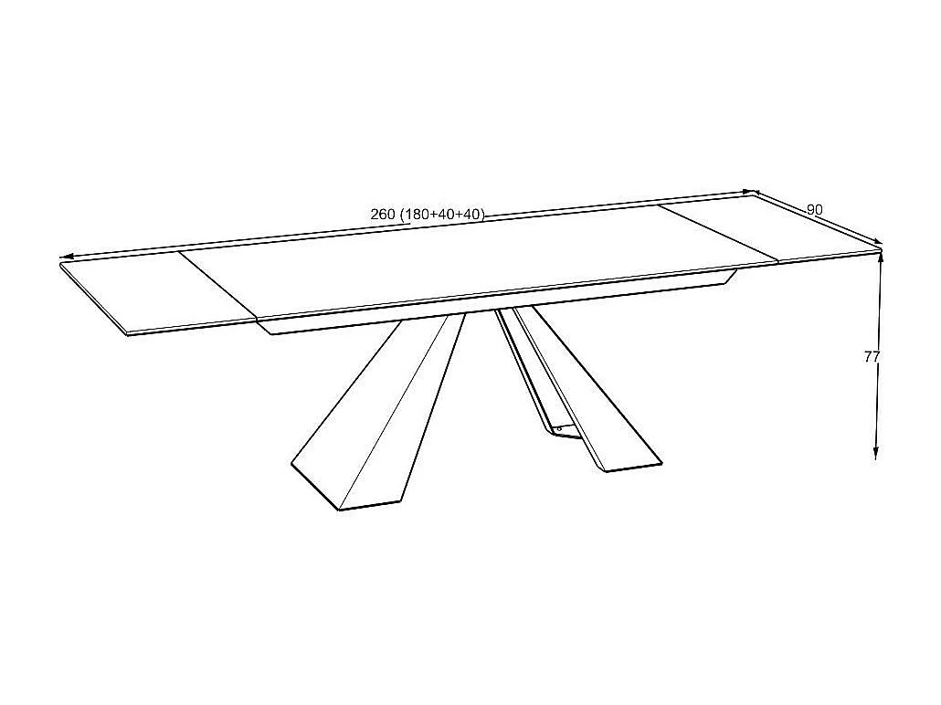 Tavolo allungabile Monza piano in ceramica effetto marmo grigio e gambe in metallo nero 180x90x77H