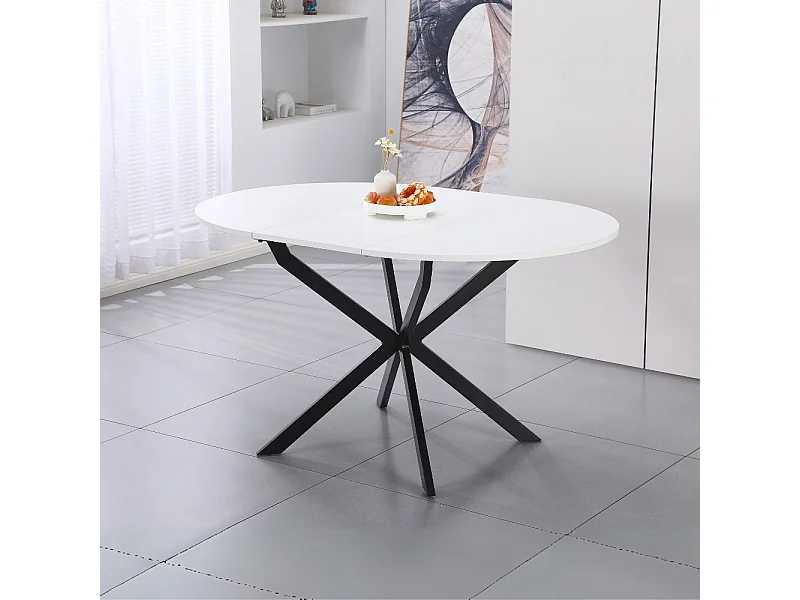 Tavolo rotondo allungabile Rut  100x100x77H colore bianco