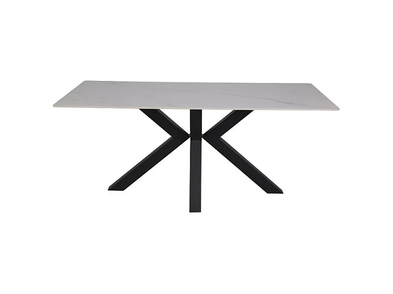 Tavolo Solid piano ceramica effetto marmo bianco lucido 180x90 cm.