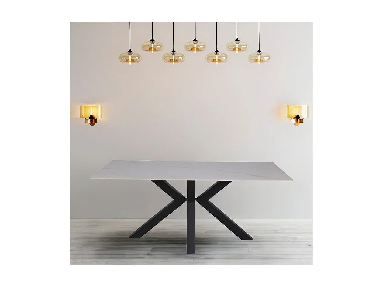 Tavolo Solid piano ceramica effetto marmo bianco lucido 180x90 cm.