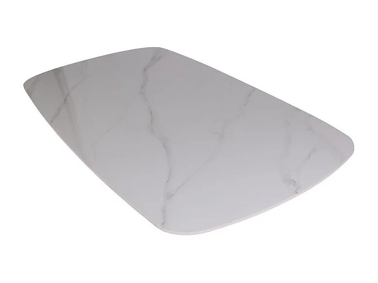 Tavolo Style con piano in ceramica effetto marmo bianco lucido e gambe nere