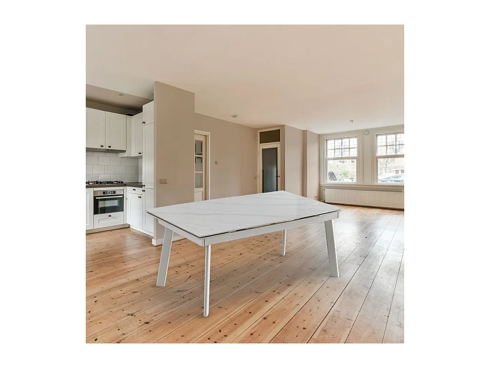 Tavolo allungabile piano ceramica marmo bianco puro Presena 160x90x76h
