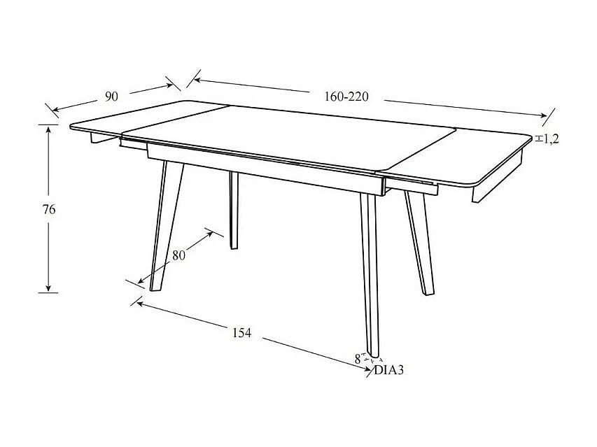 Tavolo allungabile Presena piano ceramica marmo bianco puro 160x90x76h