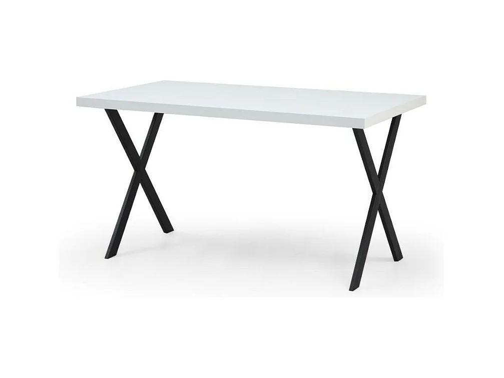 Tavolo fisso rettangolare Brayn colore bianco 139x80x76H gambe in metallo nero