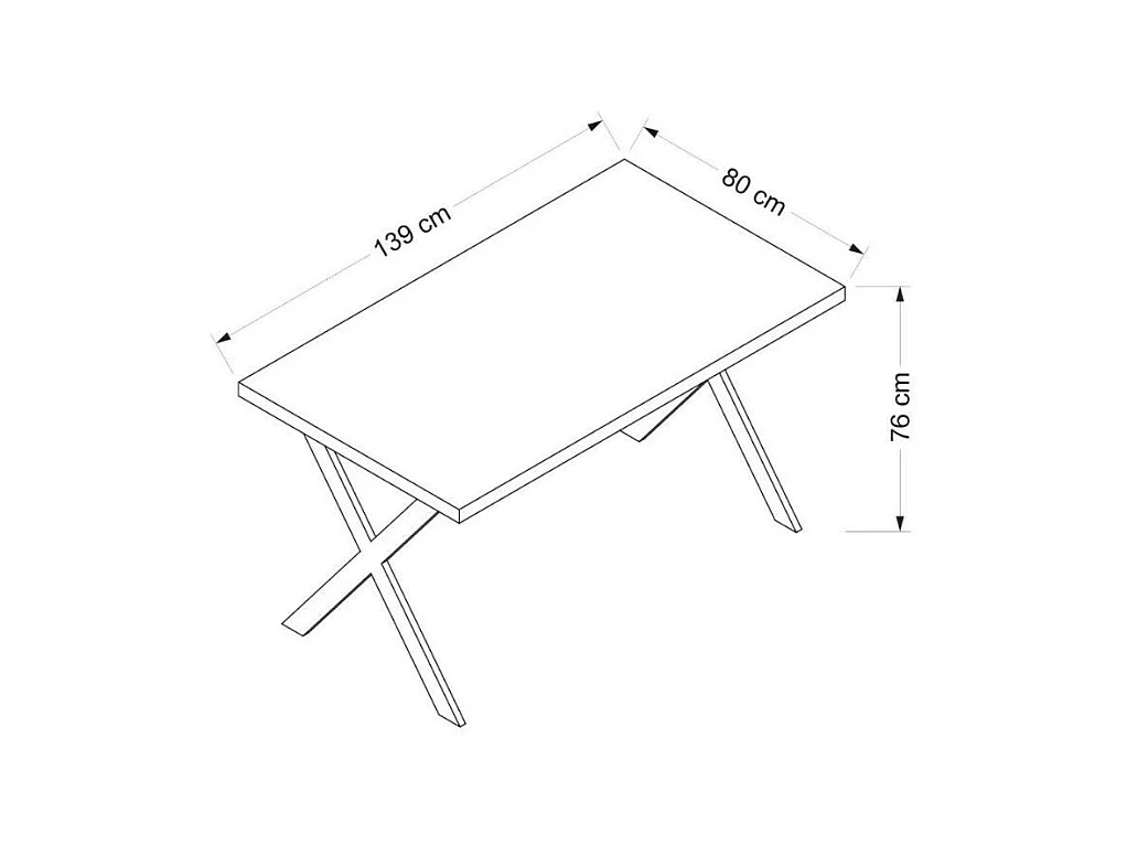 Tavolo fisso rettangolare Brayn colore bianco 139x80x76H gambe in metallo nero