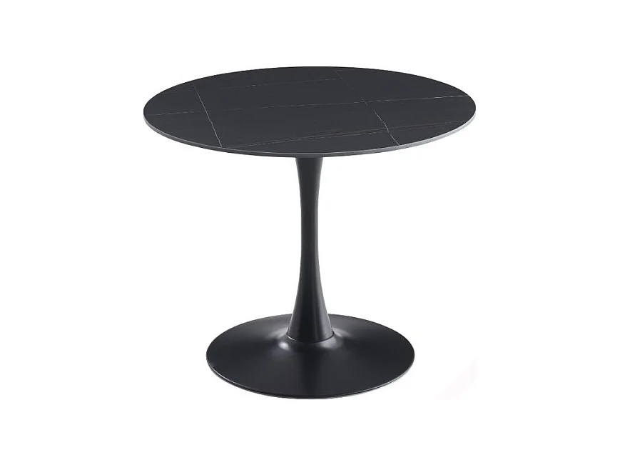 Tavolo rotondo Dot piano ceramica effetto marmo nero e oro