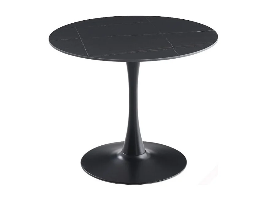 Tavolo rotondo Dot piano ceramica effetto marmo nero e oro