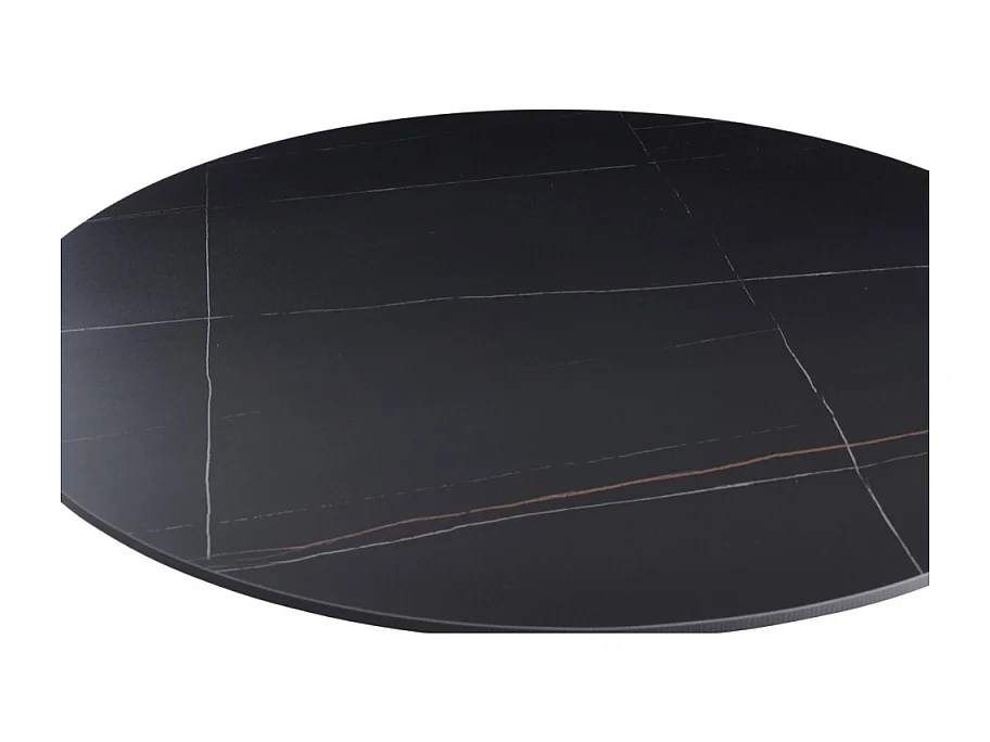 Tavolo rotondo Dot piano ceramica effetto marmo nero e oro