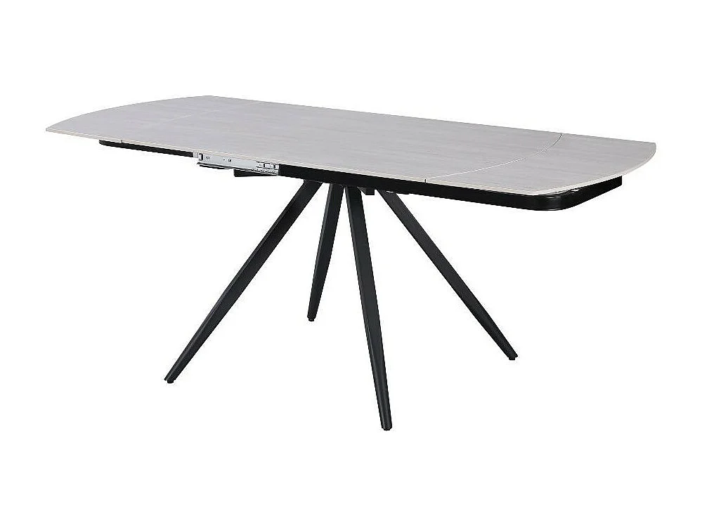 Tavolo girevole allungabile Kitti con piano in ceramica effetto marmo larice beige 120x88x76H