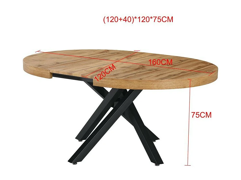 Tavolo rotondo allungabile Raven con piano bianco opaco e gambe shangai nero 120x120x75H