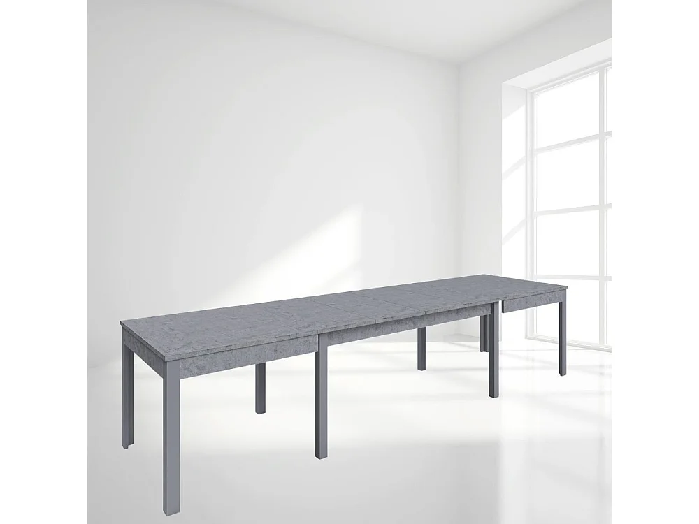 Tavolo Super4 160x90 allungabile a 320 cm colore cemento