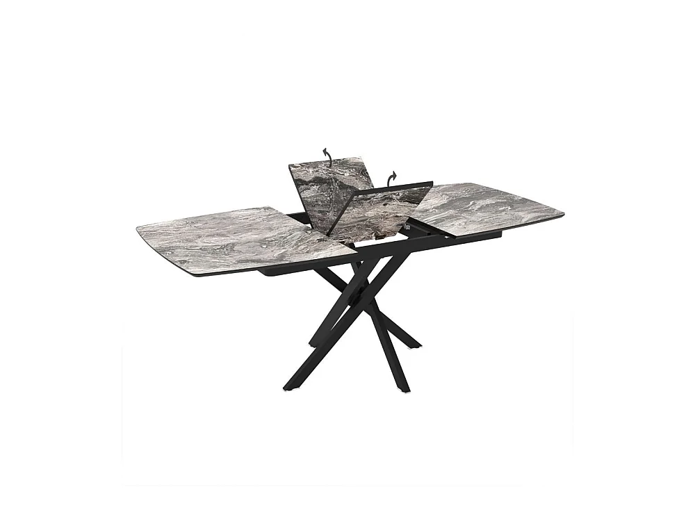 Tavolo allungabile Filis piano effetto marmo arabesque nero lucido e gambe in metallo nero 145x90x76H