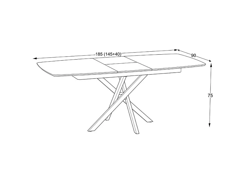 Tavolo allungabile Filis piano effetto marmo arabesque nero lucido e gambe in metallo nero 145x90x76H