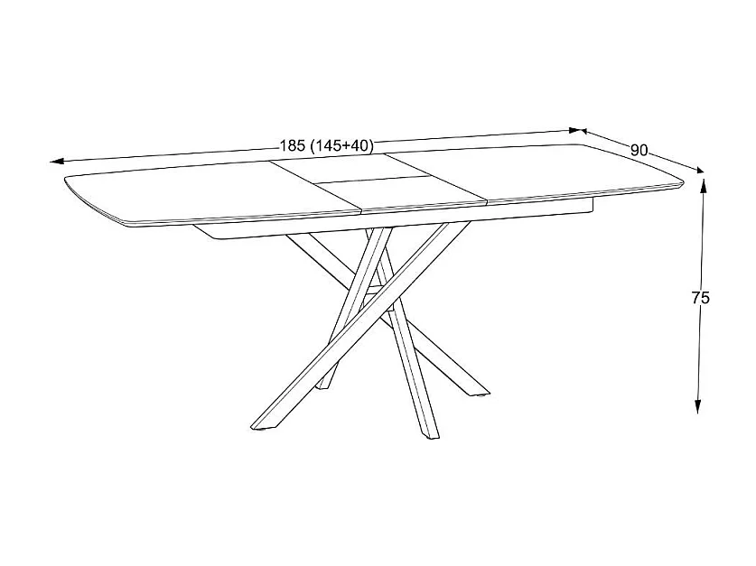 Tavolo allungabile Filis piano effetto marmo arabesque nero lucido e gambe in metallo nero 145x90x76H