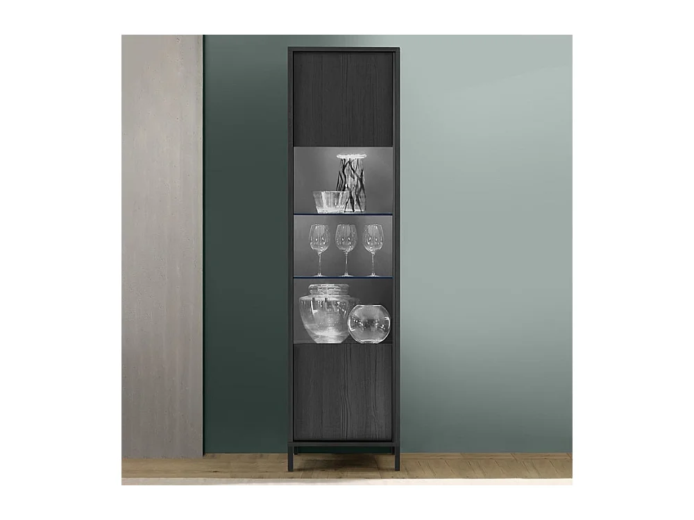 Vetrina con anta Giugi 55x40x203 colore nero frassinato