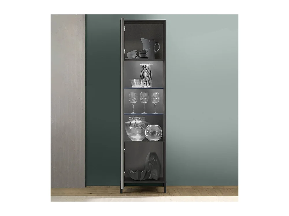 Vetrina con anta Giugi 55x40x203 colore nero frassinato