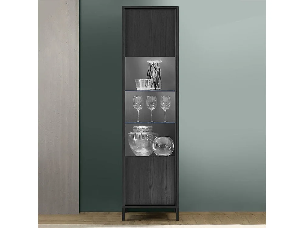 Vetrina con anta Giugi 55x40x203 colore nero frassinato