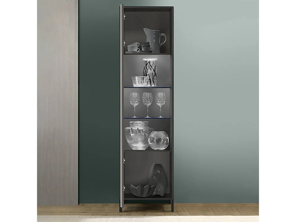 Vetrina con anta Giugi 55x40x203 colore nero frassinato