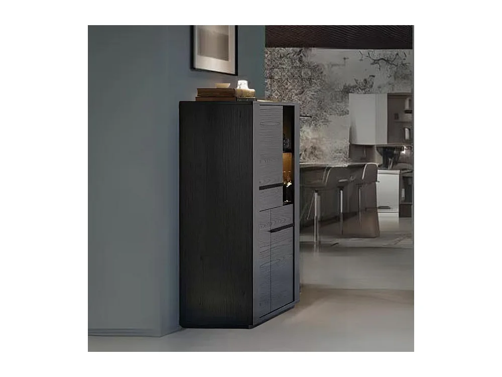 Vetrina credenza 2 ante nero Alce 117x49x157h