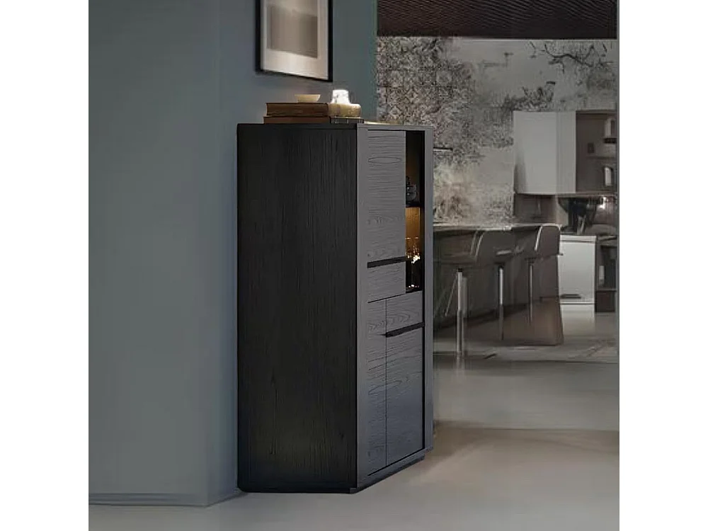 Vetrina credenza 2 ante nero Alce 117x49x157h