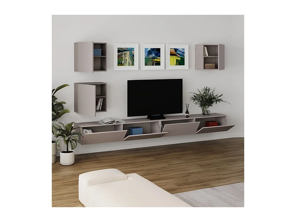 Parete attrezzata tortora Marte 300x40x170H