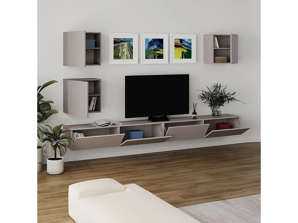 Parete attrezzata tortora Marte 300x40x170H