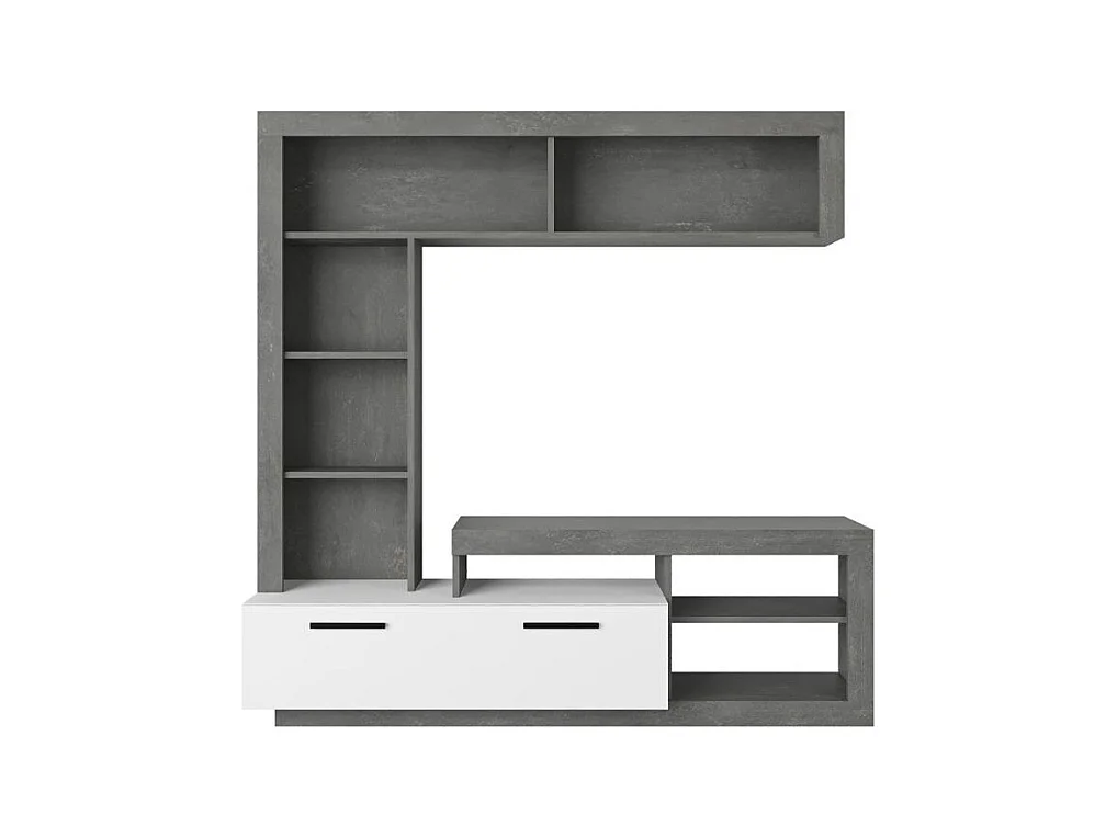 Parete attrezzata Leo 171x42x171 colore cemento bianco