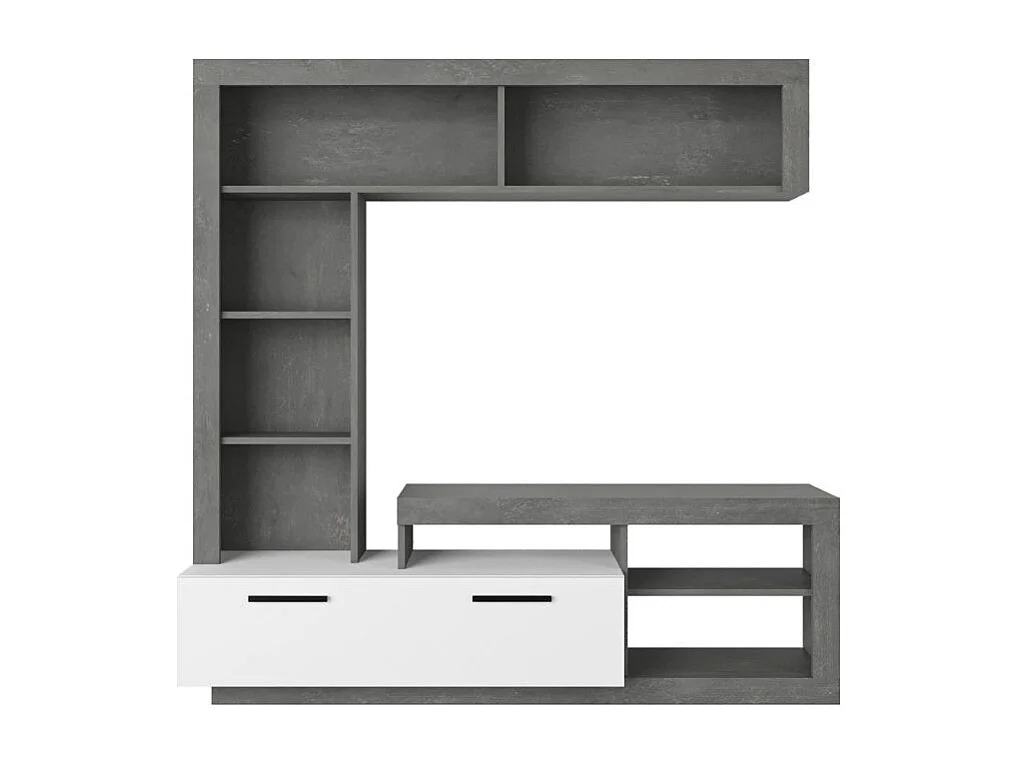 Parete attrezzata Leo 171x42x171 colore cemento bianco