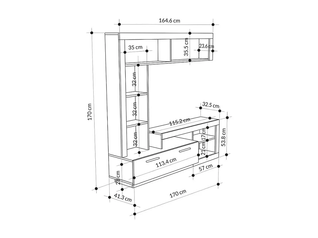 Parete attrezzata tortora Leo 171x42x171