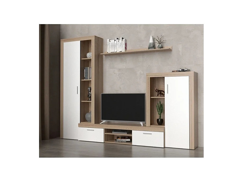 Parete attrezzata rovere sonoma e bianco Nobel 263,1x40x202h