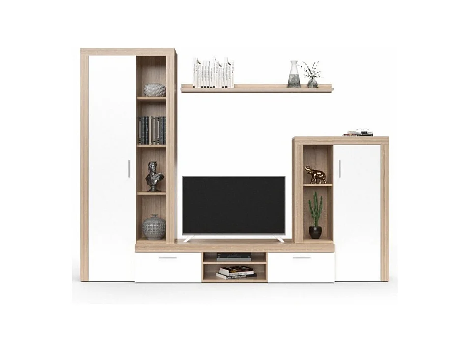 Parete attrezzata rovere sonoma e bianco Nobel 263,1x40x202h