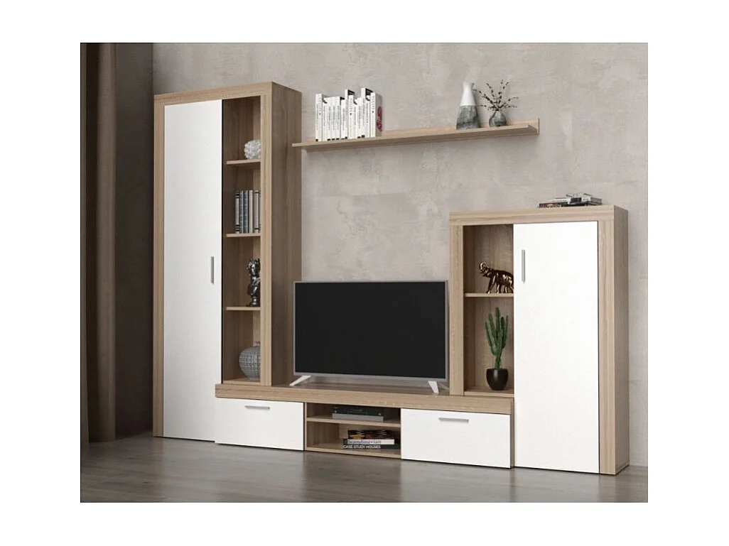 Parete attrezzata rovere sonoma e bianco Nobel 263,1x40x202h