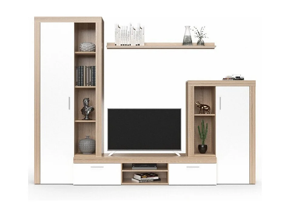 Parete attrezzata rovere sonoma e bianco Nobel 263,1x40x202h