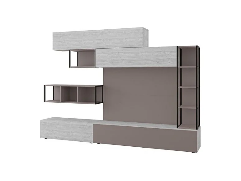 Parete attrezzata 260 tortora e bianco antico Tronador