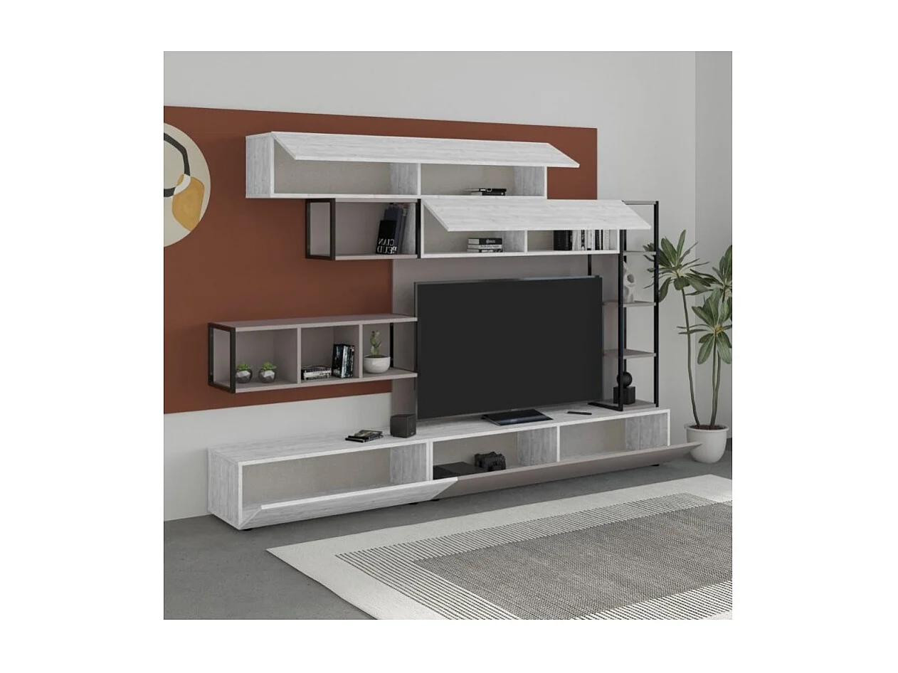 Parete attrezzata 260 tortora e bianco antico Tronador