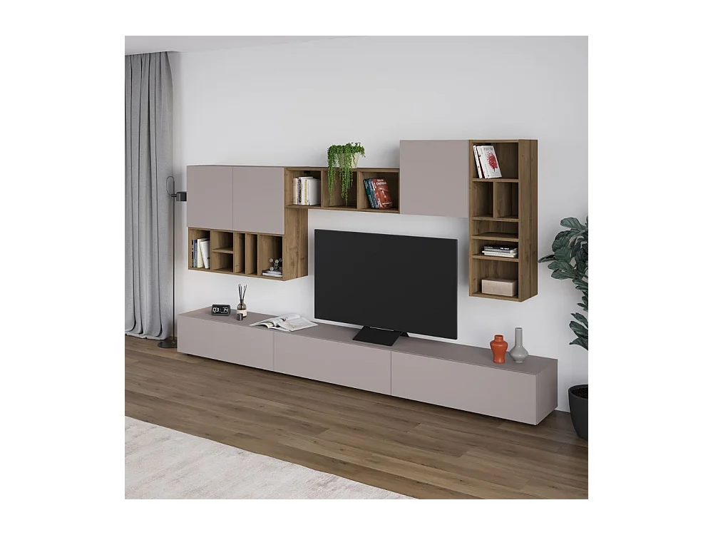 Parete attrezzata tortora noce Big 300x32.5x192H