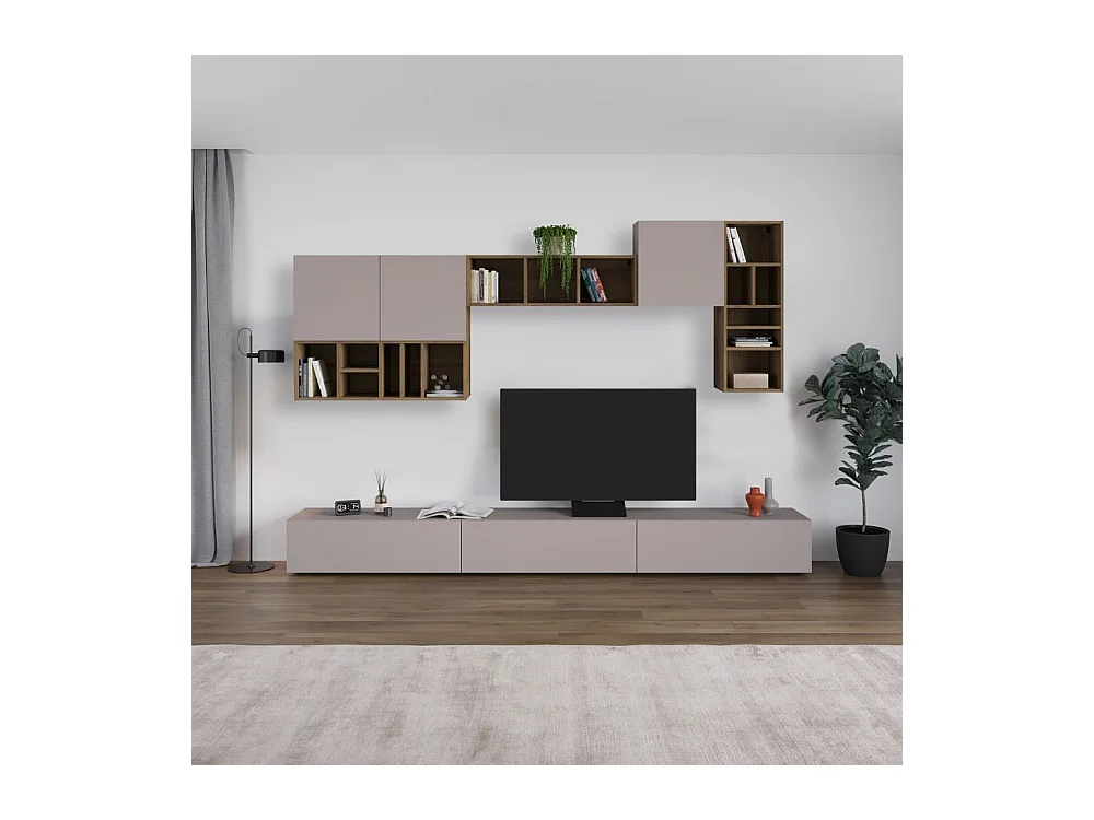 Parete attrezzata tortora noce Big 300x32.5x192H