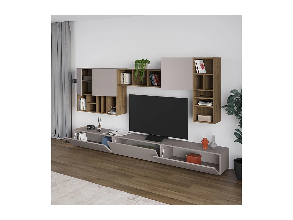 Parete attrezzata tortora noce Big 300x32.5x192H